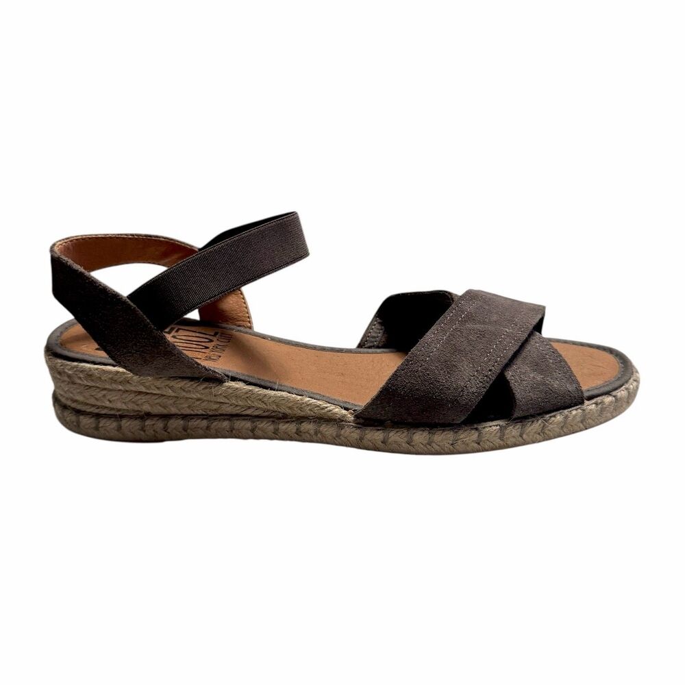 Miz Mooz Vena Suede Espadrille Wedge Crisscross Dark Gray Women’s 41/ US 10